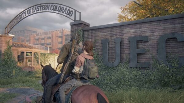 Джоэл и Элли едут на лошади у UEC, The Last of Us